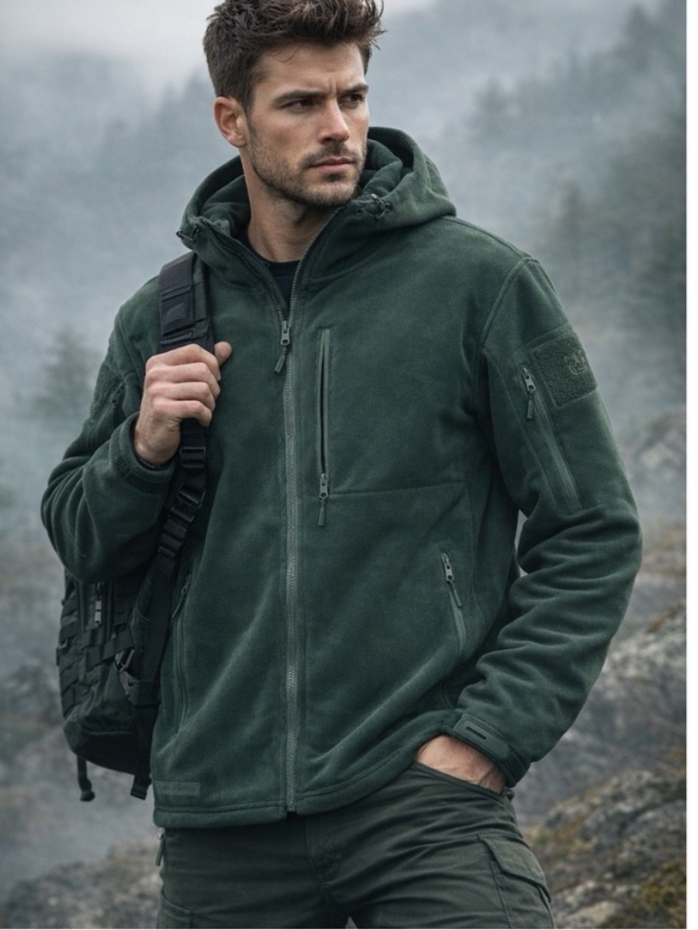 NWT BAERSkin Tactical
Fleece Hoodie Men's XL Dark Green Full Zip Jacket